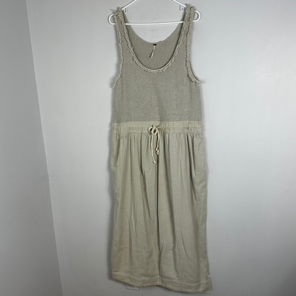 Free People Those Sunshine Feels Midi Dress Beachy Size Large Bohemian Minimal - Picture 11 of 12